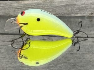 Black Label Balsa - Ricochet - Custom Balsa Crankbait - Chartreuse Powder Blue Back Color