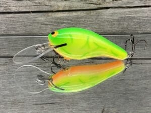 Black Label Balsa - K II - Custom Balsa Crankbait - Lime Coach Dog Color
