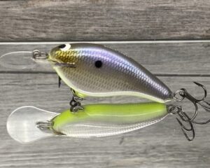 Black Label Balsa - Shiver 7 - Custom Balsa Crankbait - American Shad Chartreuse Belly Color