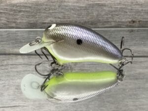 Black Label Balsa - Rattling Peanut - Balsa Crankbait - American Shad Chartreuse Belly Color