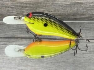 Black Label Balsa - Little Cliffie - Custom Balsa Crankbait - Chartreuse Black Back Color
