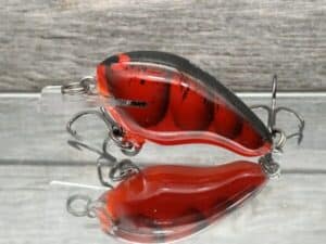 Black Label Balsa - Runt- Custom Balsa Crankbait - Fire Craw Color