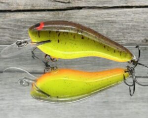 Black Label Balsa - K II SR - Custom Balsa Crankbait - Chartreuse Root Beer Color