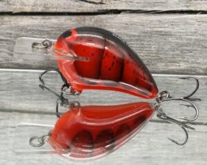 Black Label Balsa - Wreck Jr. - Custom Balsa Squarebill Crankbait - Fire Craw Color