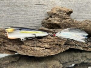 Black Label Balsa - Pop-N-Bob - Custom Balsa Popper - Threadfin Shad Pearl Color