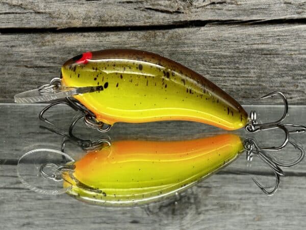 Black Label Balsa - Cricket - Custom Balsa Crankbait - Chartreuse Root Beer color
