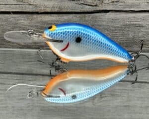 Black Label Balsa - Shiver 7 - Custom Balsa Crankbait - Blue Back Pearl Orange Belly color
