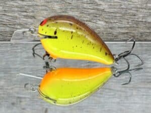 Black Label Balsa - Wreck Jr. - Custom Balsa Squarebill Crankbait - Chartreuse Root Beer color