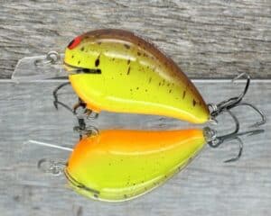 Black Label Balsa - Wreck Jr. - Custom Balsa Squarebill Crankbait - Chartreuse Root Beer color