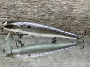 Black Label Balsa - Heads Up Signature Series - Custom Balsa Wake Bait - Foiled American Shad Color