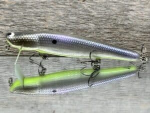 Black Label Balsa - Heads Up Signature Series - Custom Balsa Wake Bait - Foiled American Shad Chartreuse Belly Color