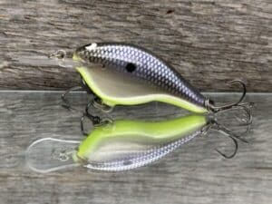 Black Label Balsa - Shiver 5 - Custom Balsa Crankbait - American Shad Chartreuse Belly color