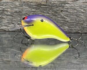 Black Label Balsa - Head Hunter - Custom Balsa Squarebill Crankbait - Chartreuse Purple color