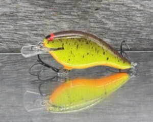 Black Label Balsa - Shiver 7 Shallow - Custom Balsa Crankbait - Chartreuse Root Beer color